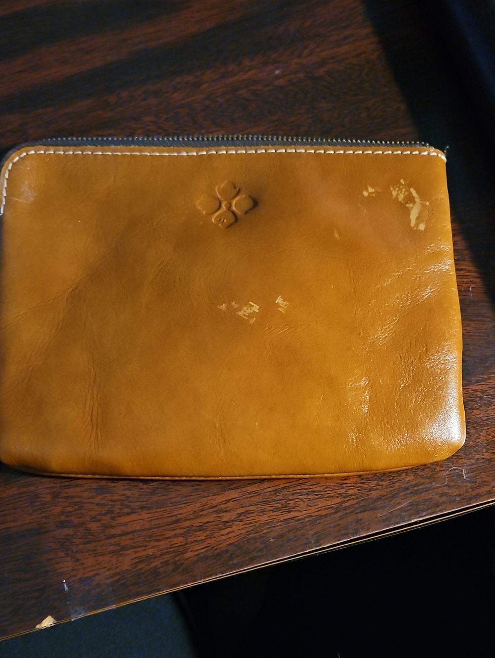 Leather Zip Pouch in Tan